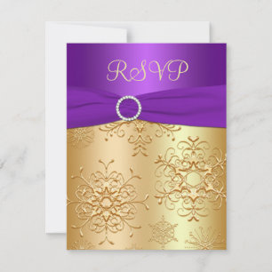 Lila und Goldene Schneeflocken Hochzeit-RSVP-Karte RSVP Karte