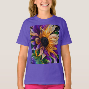 Lila und goldene Sonnenblumen T-Shirt