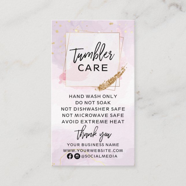 Lila und goldene Tumbler-Betreuung Visitenkarte