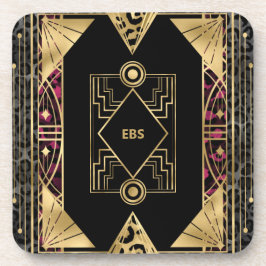 Lila und goldene Winkelzüge Art Déco Getränkeuntersetzer