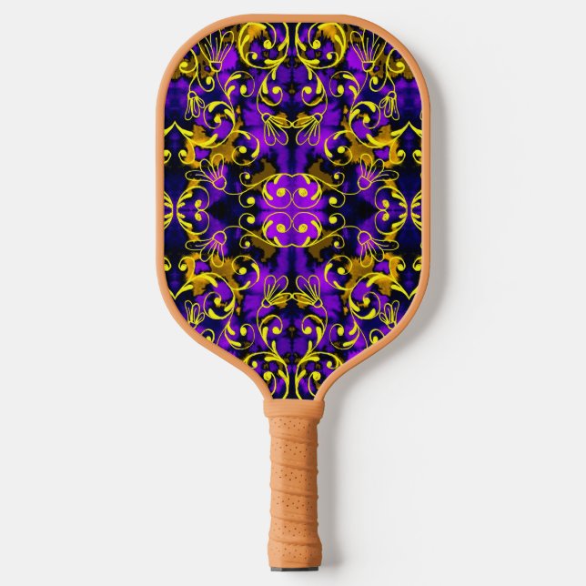 Lila und goldener Art-Déco-Stil Pickleball Schläger (Vorderseite)