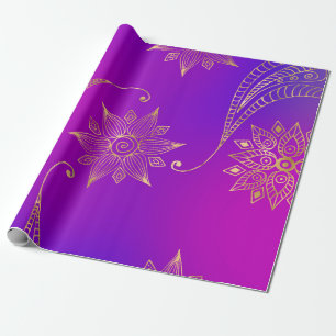 Lila und goldener Foil arabischer Bollywood Geschenkpapier