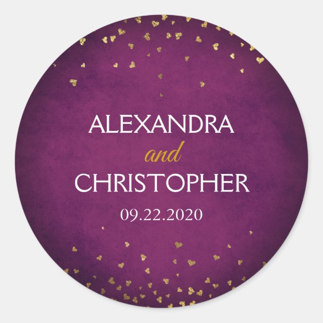 Lila und goldener Foil Confetti Umschlag Aufkleber (Vorderseite)