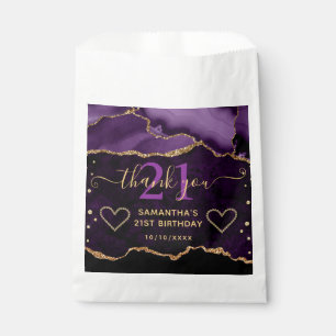 Lila und goldener Glitter-Achat-Marmor 21. Geburts Geschenktütchen