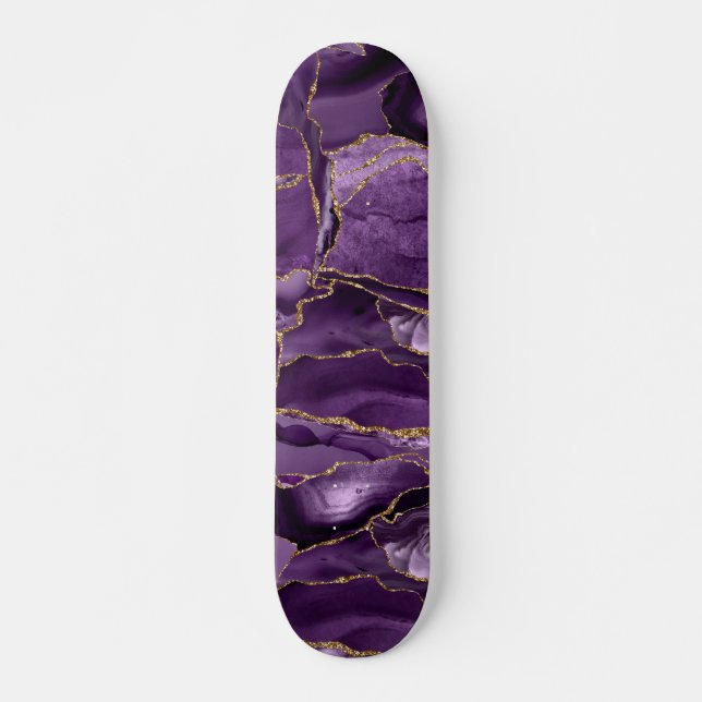 Lila und goldener Glitzer Skateboard (Vorne)