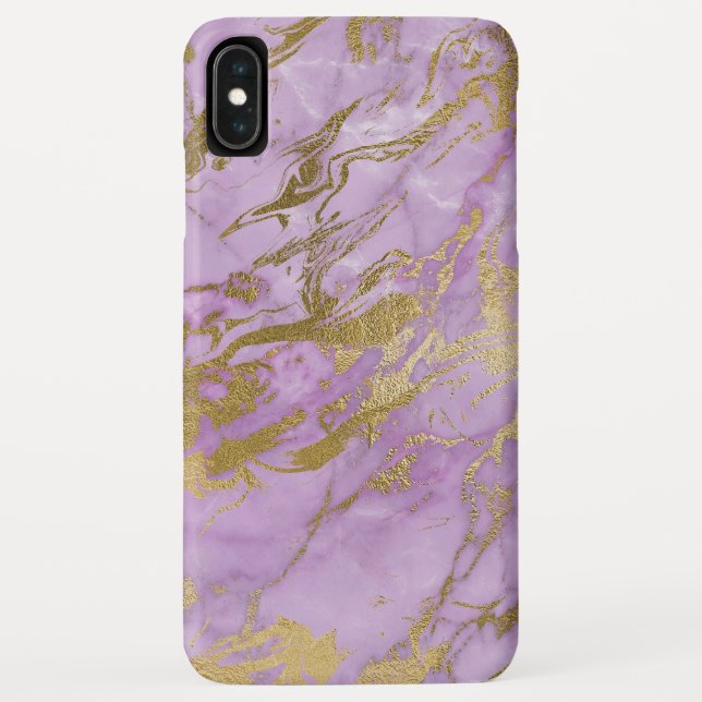 Lila und goldener Marmor Elegante Moderne Printmed Case-Mate iPhone Hülle (Rückseite)