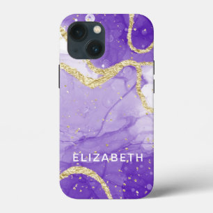 lila und goldener Marmorglitter personalisiert  Case-Mate iPhone Hülle