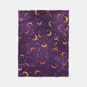 Lila- und goldener Mond mit Sternen, himmlisches H Fleecedecke