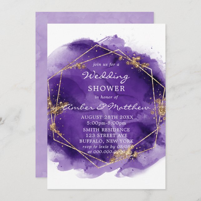 Lila und goldener Polterabend lädt ein (Vorne/Hinten)