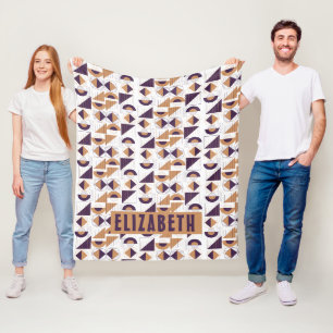 Lila und goldenes ästhetisches abstraktes Muster Fleecedecke