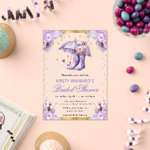 Lila und goldenes Frühjahr-Brautparty Acryleinladungen