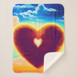 Lila und goldenes Herz im Himmel Sherpa Blanket Sherpadecke