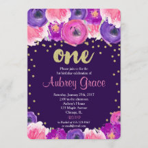 Lila und Golderste Geburtstagseinladung