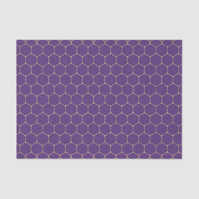 Lila- und GoldhoneyComb (Design 16 Lila Serie) Seidenpapier (Vorderseite)