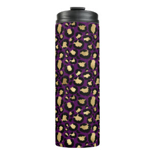 Lila- und Goldleopard Thermosbecher