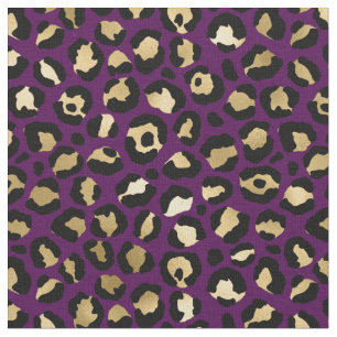 Lila und Goldleopardrucke Stoff