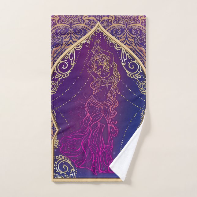 Lila- und Goldmarokkanischer Bengaltanz Badhandtuch Set (Handtuch)
