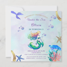 Lila und Goldmedaille Geburtstag unter dem Meer Einladung