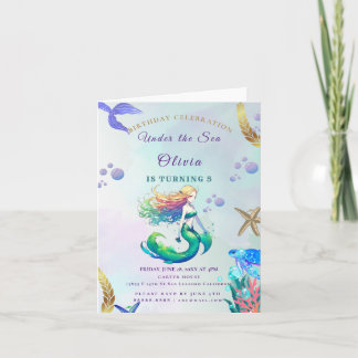 Lila und Goldmedaille Geburtstag unter dem Meer Einladung