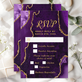 Lila und Goldmedaille RSVP Karte