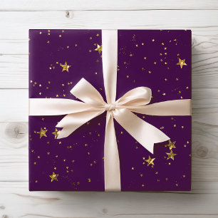 Lila- und Goldstars   Wrapping Paper Geschenkpapier