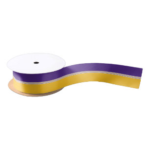 Lila und Goldstreifen Satinband