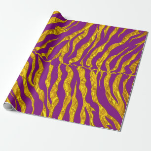Lila und Goldtiger-Streifen-Tierdruck Geschenkpapier