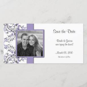 Lila und graue BlumenSave the Date Foto-Karten Save The Date