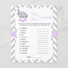 Lila und graue Elephant Baby Dusche - Scramble Flyer