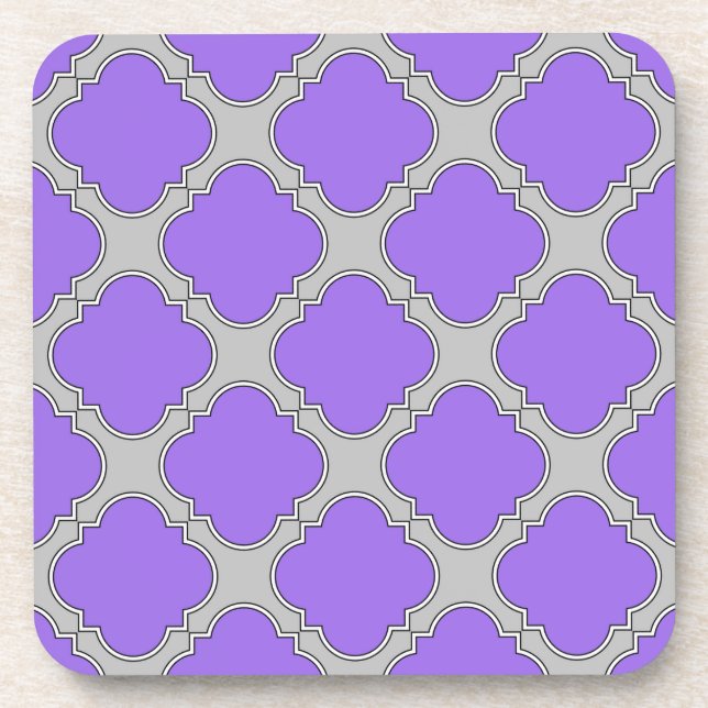 Lila und graue Quatrefolie Getränkeuntersetzer (Vorderseite)