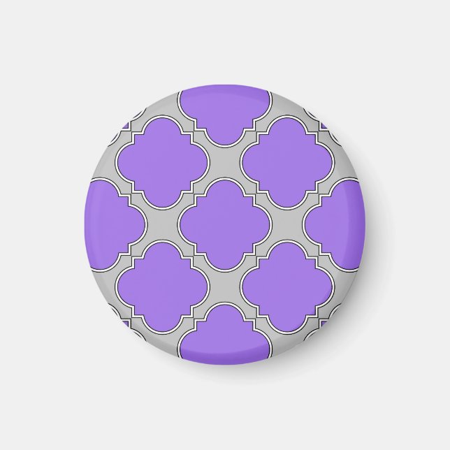 Lila und graue Quatrefolie Magnet (Vorne)