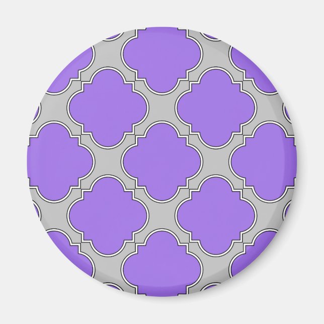 Lila und graue Quatrefolie Magnet (Vorne)
