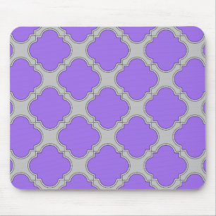 Lila und graue Quatrefolie Mousepad