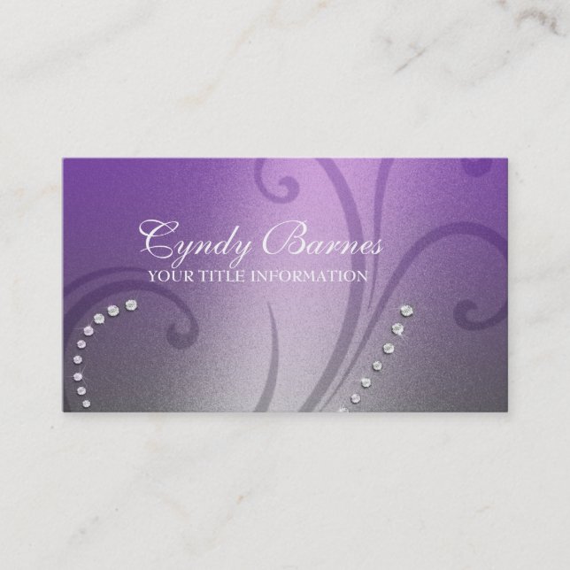 Lila und graue Shimmer und Crystals-Visitenkarte Visitenkarte (Vorderseite)