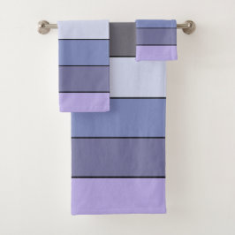 Lila und graue Streifen auf Wasserfarbpapier Badhandtuch Set