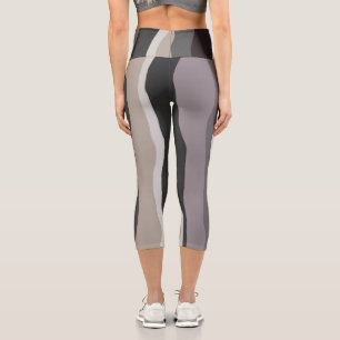 Lila und graue Streifen Capri Leggings
