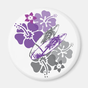 Lila und graue Surfboards Magnet