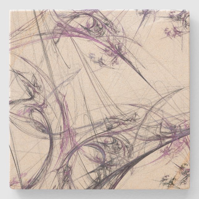 Lila und grauer Fraktal Square Untersetzer (Vorderseite)