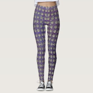 Lila und graues Polka-Dots-Muster Leggings