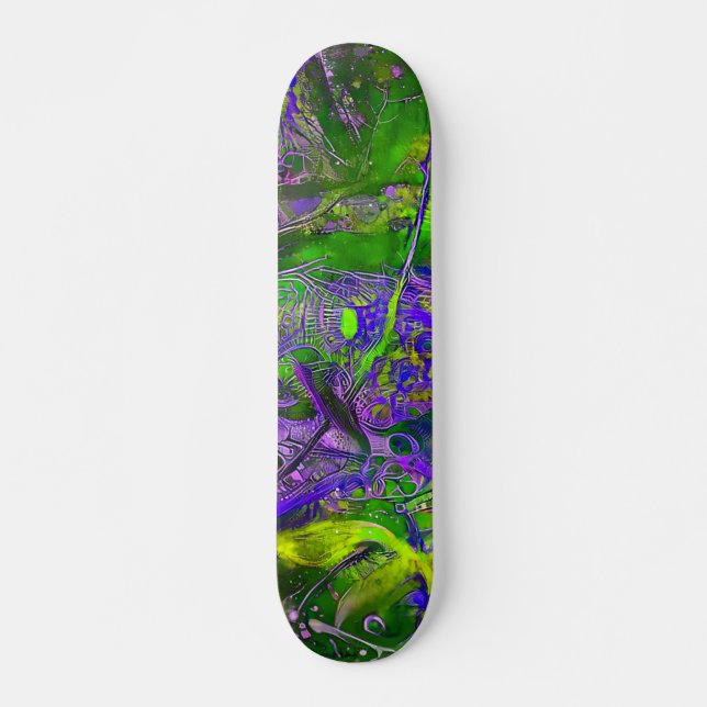 Lila und grün Abstrakt Skateboard (Vorne)