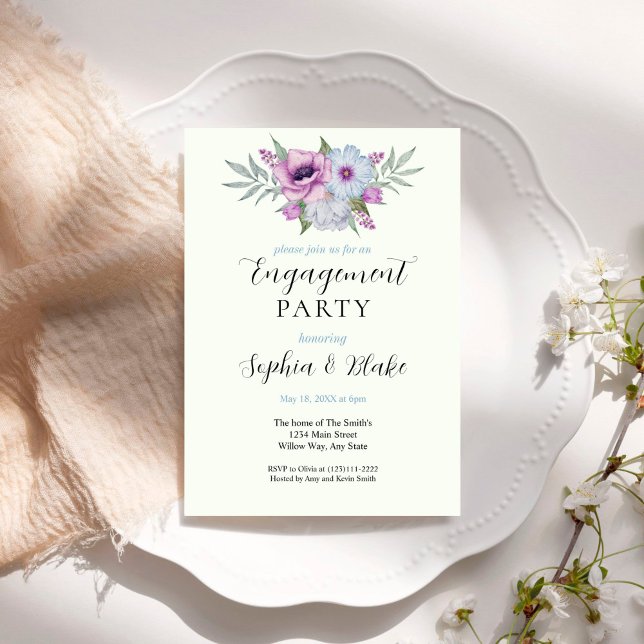 Lila und grün | Green Engagement Party Einladung (Von Creator hochgeladen)