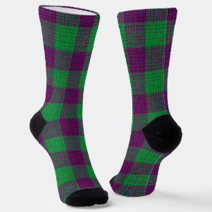Lila und grün kariertes Kreuzschachbrettmuster Socken