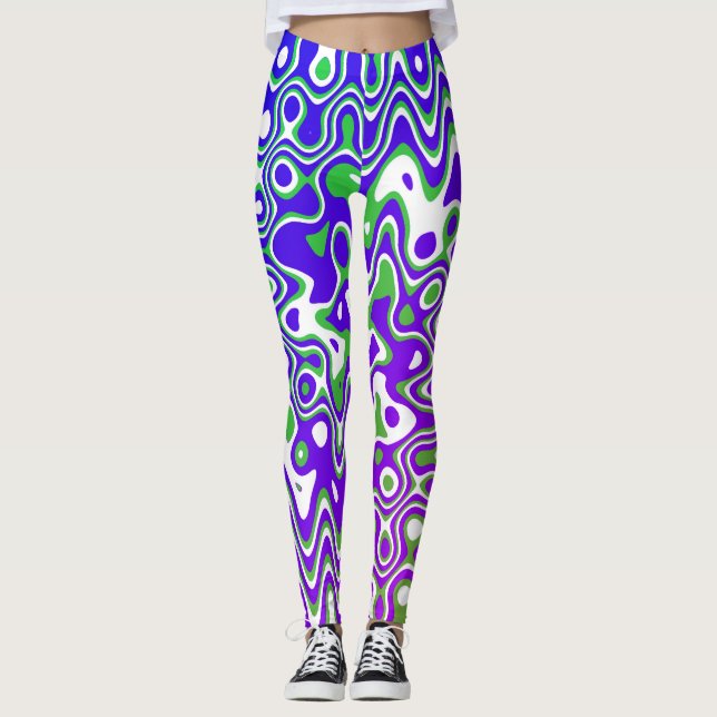 [Lila und grün] Wirbel Op-Art-Leggings Leggings (Vorderseite)