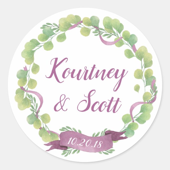 Lila und grüne Aquarellfarben - Aufkleber (Vorderseite)