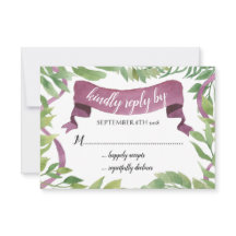 Lila und grüne Aquarellfarben - RSVP-Blätter