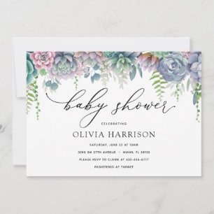 Lila und grüne Babydusche Einladung