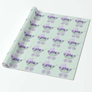 Lila und grüne Babyparty-Geschenkpapier Geschenkpapier