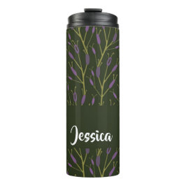 Lila und grüne Blumenmuster Thermosbecher