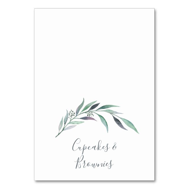 Lila und grüne Eukalyptus Buffet-Lebensmittelkennz Tischnummer (Vorderseite)