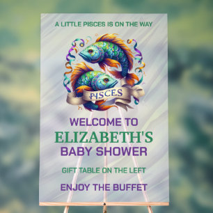 Lila und grüne Fische-Zodiak-Babyparty Acrylschild